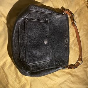 Coach Black Pebble Purse. Rich look with tan leather handle. Sweet!